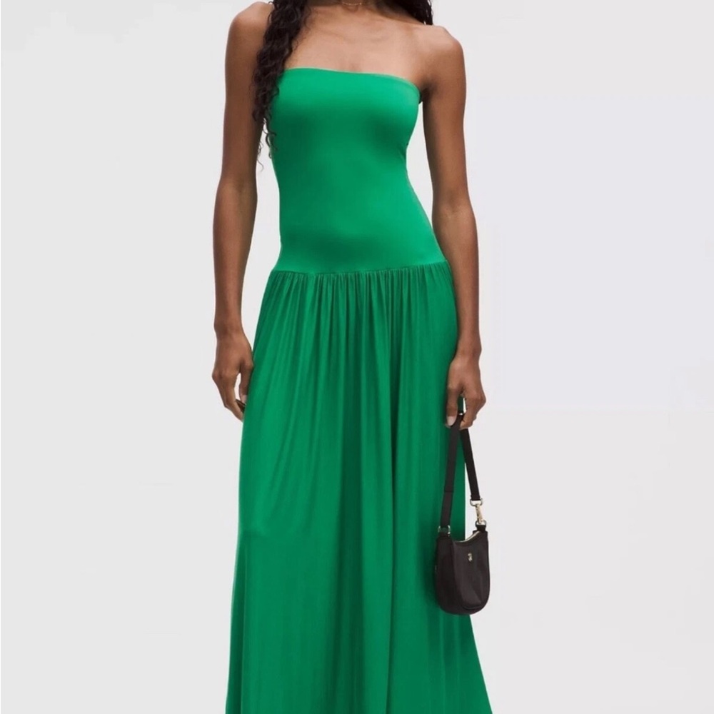 Elegant Green Strapless Maxi Dress